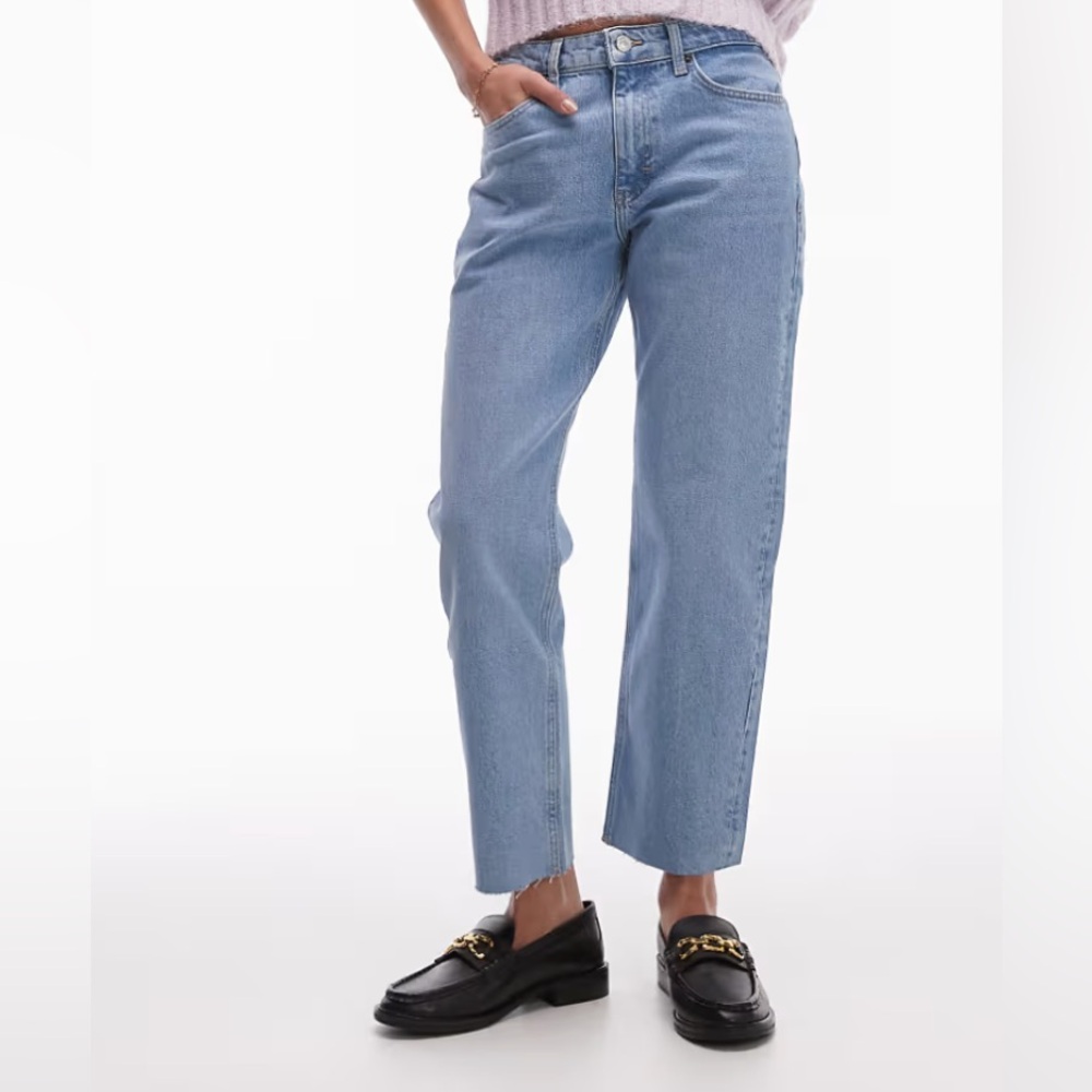Topshop Straight Jean with Raw Hem